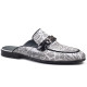 Men’s Luxury Snake Print Leather Half Shoe Mule – Black & White