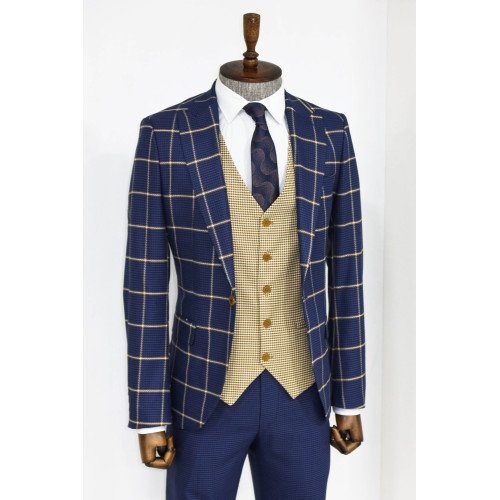 Black Solid Slim Fit Double-Breasted Blazer with Silver Metal Buttons