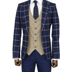 Black Solid Slim Fit Double-Breasted Blazer with Silver Metal Buttons