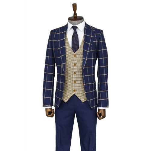 Black Solid Slim Fit Double-Breasted Blazer with Silver Metal Buttons