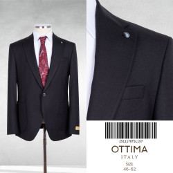Ottima Italy Men's Textured Single-Breasted Suit Jacket-Dark Brown