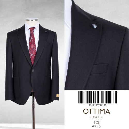 Ottima Italy Men's Textured Single-Breasted Suit Jacket-Dark Brown