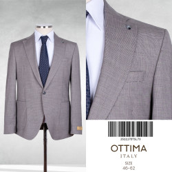 Ottima Italy Men's Textured Single-Breasted Suit Jacket-Dark Brown