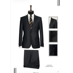 Pinstriped Black Italian Zecca Men's Suits