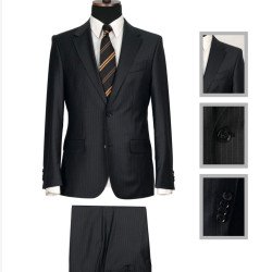 Pinstriped Black Italian Zecca Men's Suits