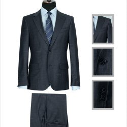 Pinstriped Dark Grey Italian Zecca Men's Suits