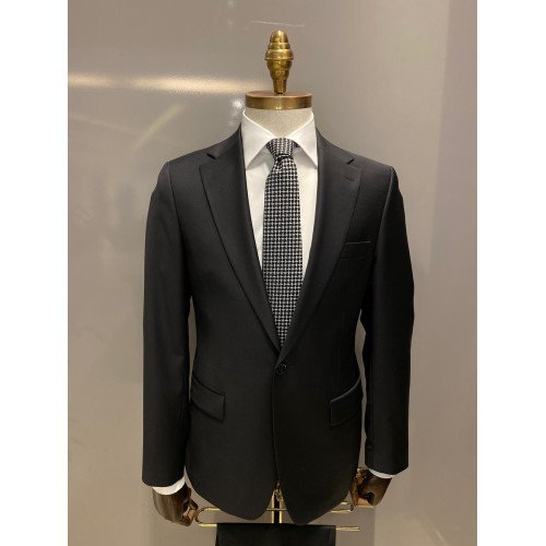 Plain Black Italian Zecca Men's Suits