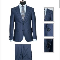 Plain Dark Blue Italian Zecca Mens Suits
