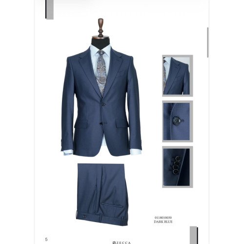 Plain Dark Blue Italian Zecca Mens Suits
