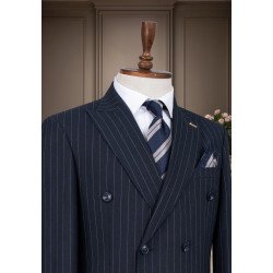 Marco Lorenzo Double Breasted Pin Stripes Slim Fit Men Suit