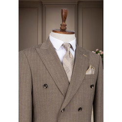 Marco Lorenzo Double Breasted Pin Stripes Slim Fit Men Suit