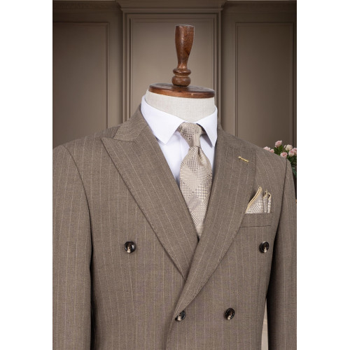 Marco Lorenzo Double Breasted Pin Stripes Slim Fit Men Suit