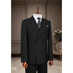 Marco Lorenzo Double Breasted Pin Stripes Slim Fit Men Suit