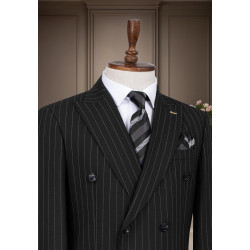 Marco Lorenzo Double Breasted Pin Stripes Slim Fit Men Suit