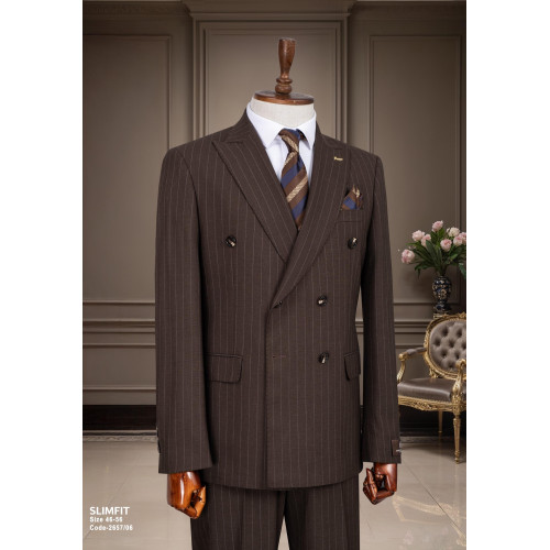 Marco Lorenzo Double Breasted Pin Stripes Slim Fit Men Suit