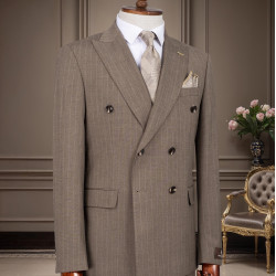 Marco Lorenzo Double Breasted Pin Stripes Slim Fit Men Suit