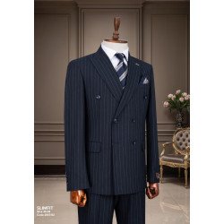 Marco Lorenzo Double Breasted Pin Stripes Slim Fit Men Suit