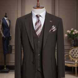 Marco Lorenzo Dark Brown Three‑Piece Men Suit