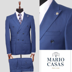 Mario Casas Men Double Breasted Suit