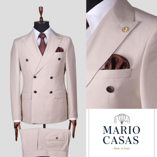 Mario Casas Men Double Breasted Suit