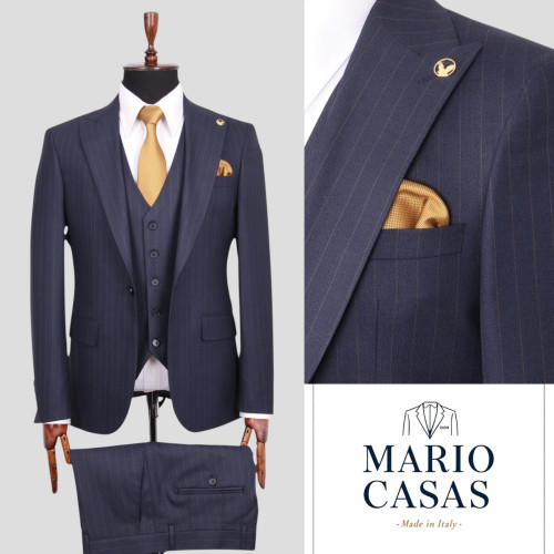Mario Casas Men 3 Piece Single Breasted Suit