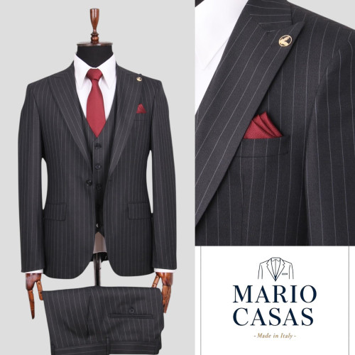Mario Casas Men 3 Piece Single Breasted Suit