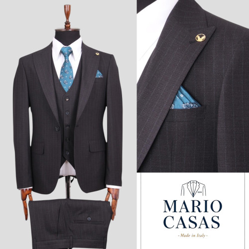 Mario Casas Men 3 Piece Single Breasted Suit
