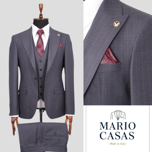 Mario Casas Men 3 Piece Single Breasted Suit