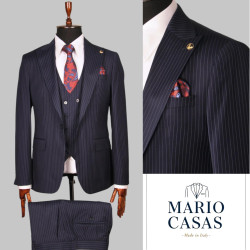 Mario Casas Men 3 Piece Single Breasted Suit