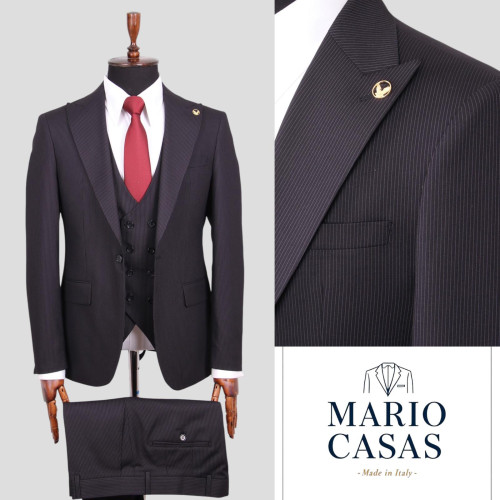 Mario Casas Men 3 Piece Single Breasted Suit