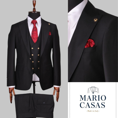 Mario Casas Men 3 Piece Single Breasted Suit