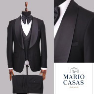 Mario Casas Classic Black Tuxedo Men's 3-Piece Suit