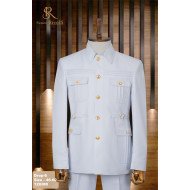 Senzo Rivolli White Men Safari Suit