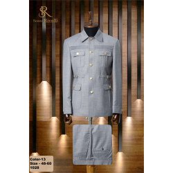 Senzo Rivolli Grey Men Safari Suit