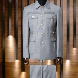 Senzo Rivolli Grey Men Safari Suit