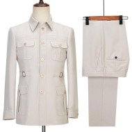 Men Classic Cream Safari Suit