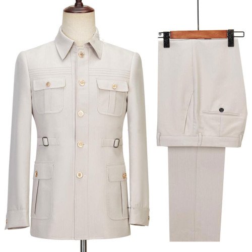 Men Classic Cream Safari Suit