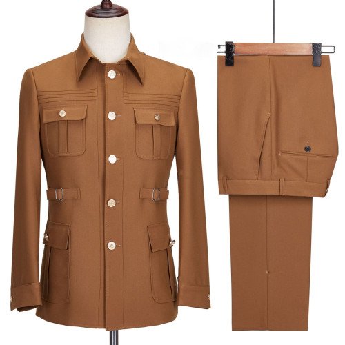 Camel Brown Men Classic Safari Suit