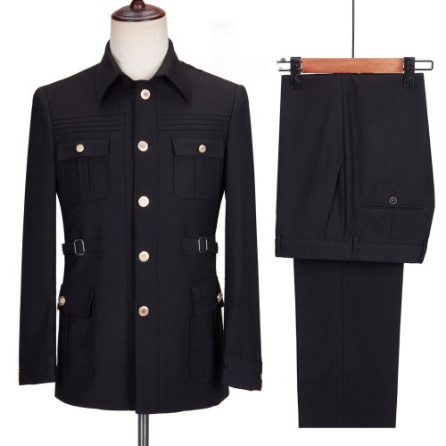 Men Classic Black Safari Suit