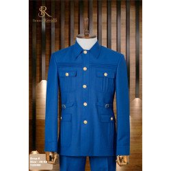 Senzo Rivolli Blue Men Safari Suit