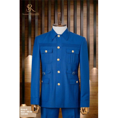 Senzo Rivolli Blue Men Safari Suit