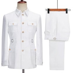 Men Classic White Safari Suit