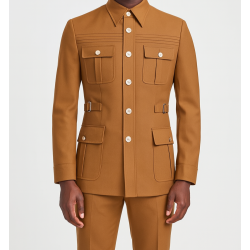Camel Brown Men Classic Safari Suit
