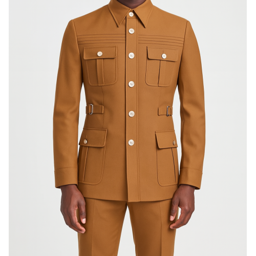 Camel Brown Men Classic Safari Suit