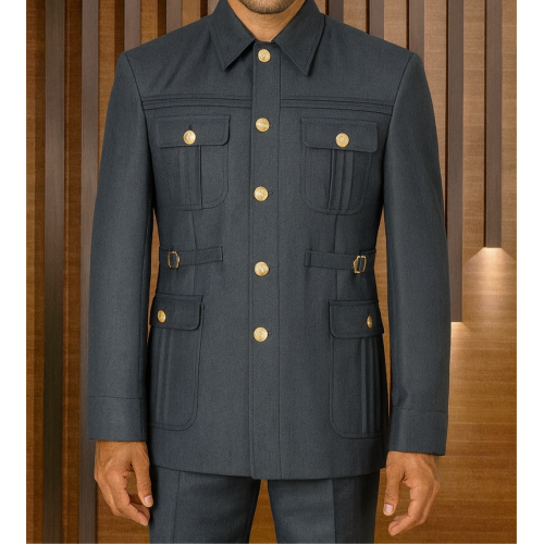 Senzo Rivolli Grey Men Safari Suit