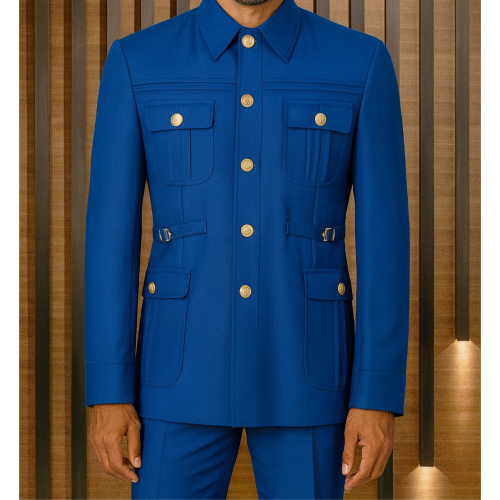 Senzo Rivolli Blue Men Safari Suit