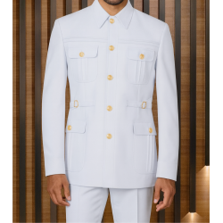 Senzo Rivolli White Men Safari Suit