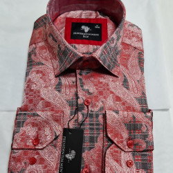 Presidential Men's Red & Black Patterned Shirt