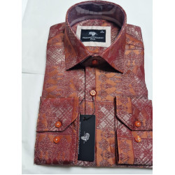 Presidential Men’s Reddish‑Brown, Copper & Gold Patterned Shirt