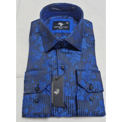 Presidential Men’s Blue Floral & Black Striped Shirt